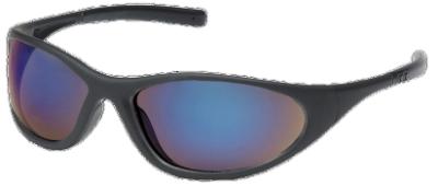 Solbrille m/sikkerhed, blå spejllinse, slagfast, antidug