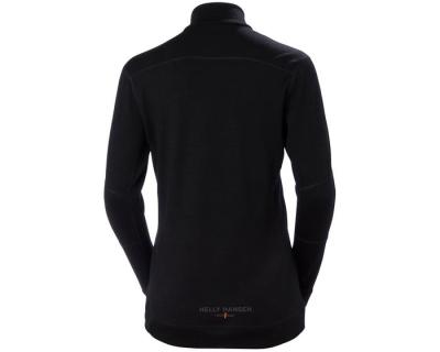HH Lifa Merino, undertrøje m/krave, sort, damemodel, str. M