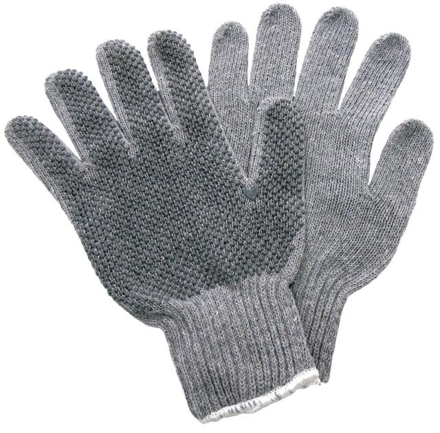 Loblon, strikhandske, grå, m/dubber, str. 8