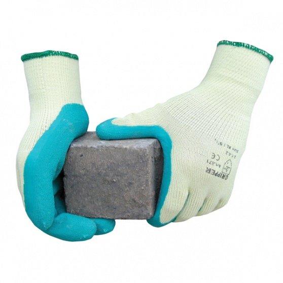 Gripper, handske, halvdyppet, grøn, str. 8