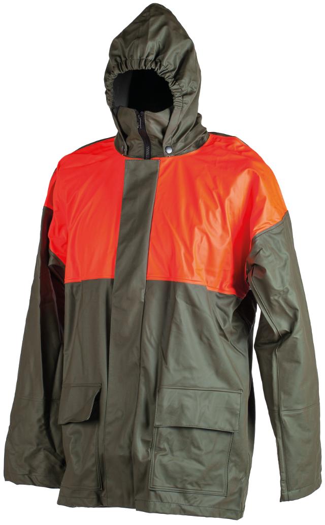 Flex Skov, regnjakke, grøn/orange, str. XL
