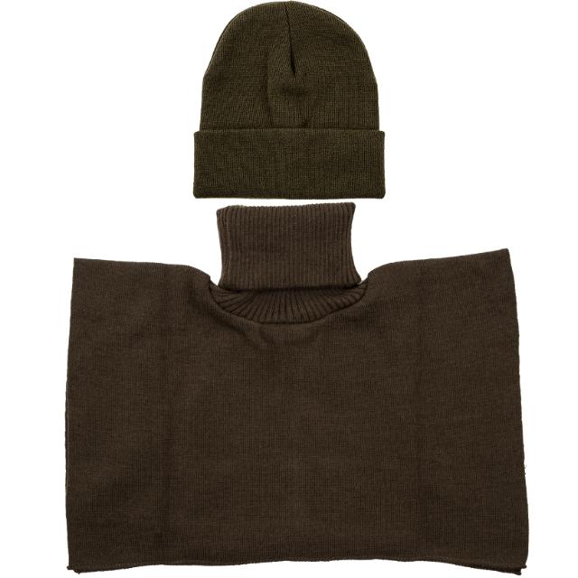 UDGÅET Striksæt hue + halsedisse, mørkegrøn, one-si