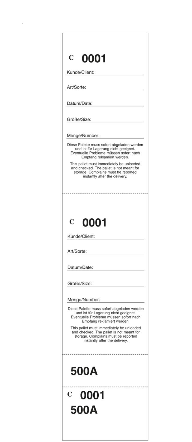 Palleetiket m/kontrolnr. på stenpapir, 100 stk.