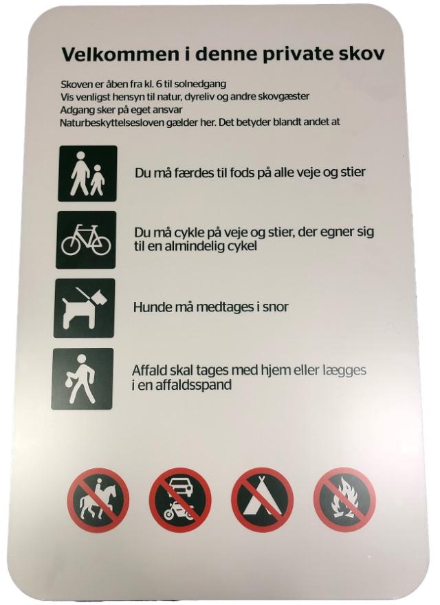 Skilt med skov Info, 40 x 60 cm, 3 mm plade