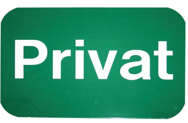 Skilt: Privat, grøn, 20 x 30 cm