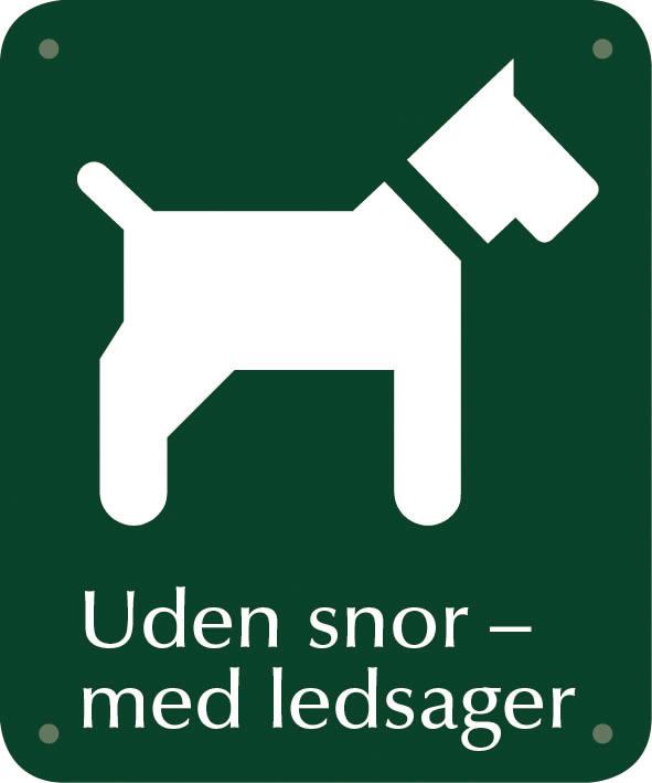 Skilt: Hunden uden snor - med ledsager, 10 x 12 cm
