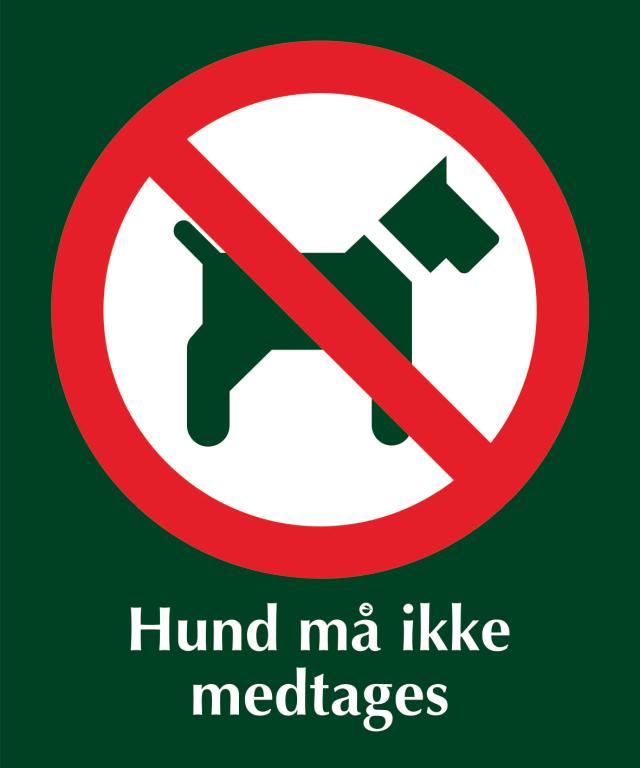 Skilt: Hund må ikke medtages, 10 x 12 cm