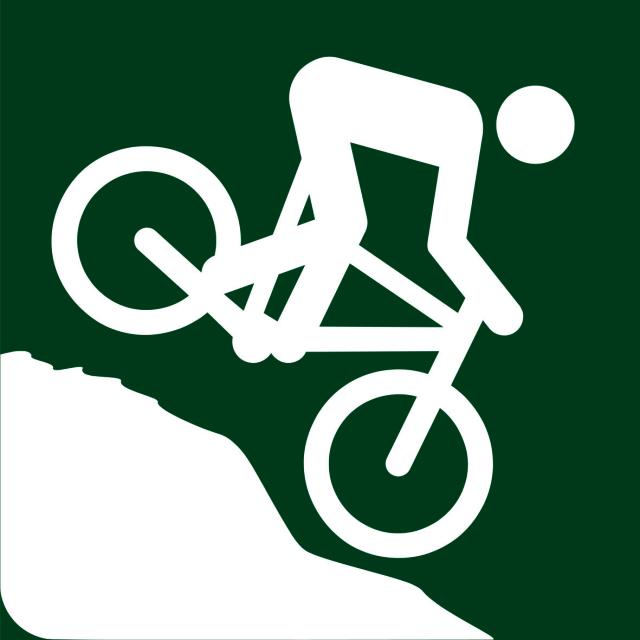 Skilt: Mountainbikerute, 10 x 10 cm