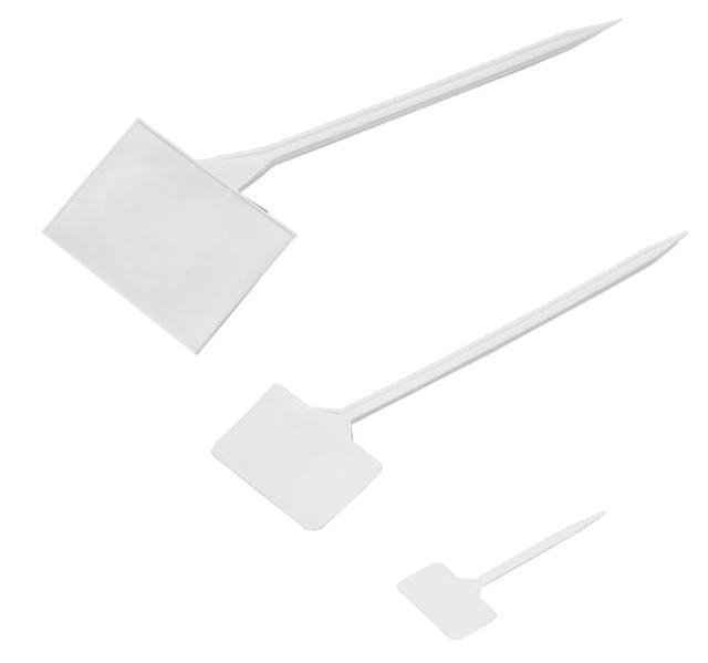 Standetiket, PVC, 6,5 x 9,5 cm, 50 stk. /pose, hvid, H: 35 c